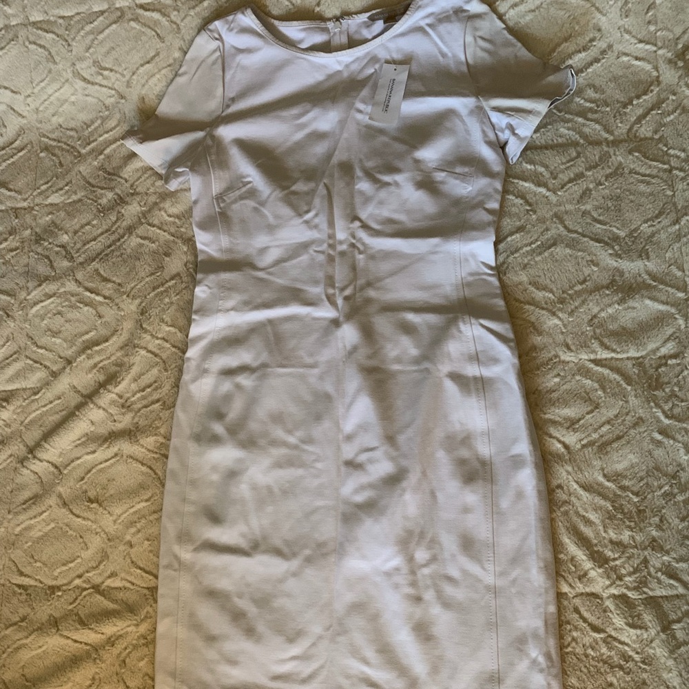 NWT BR Leather Sleeve Dress - Picture 7 of 11